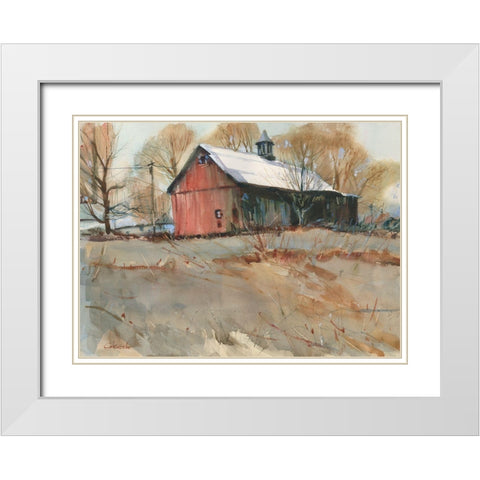 Cumington Old Barn White Modern Wood Framed Art Print with Double Matting by Calcasola, Stephen