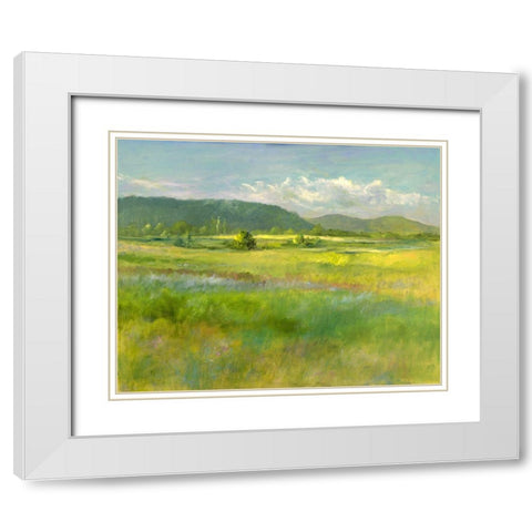 Hills Beyond the Meadow White Modern Wood Framed Art Print with Double Matting by Finch, Sheila