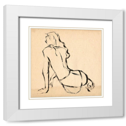 Leaning Lines I White Modern Wood Framed Art Print with Double Matting by Parker, Jennifer Paxton