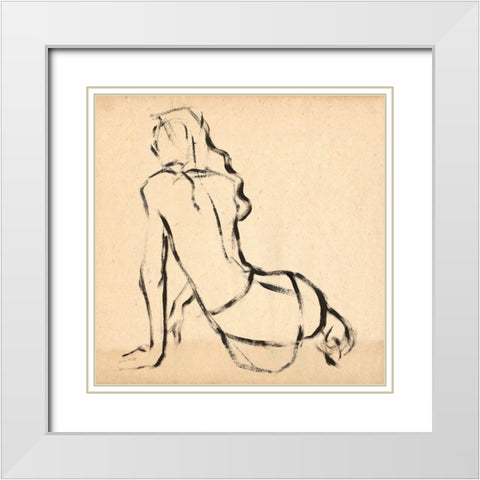 Leaning Lines I White Modern Wood Framed Art Print with Double Matting by Parker, Jennifer Paxton