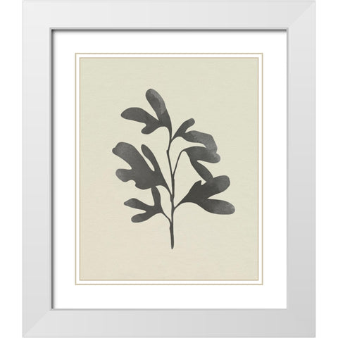 Ink Oak Branch II White Modern Wood Framed Art Print with Double Matting by Caroline, Emma