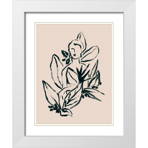 Foliage Figure I White Modern Wood Framed Art Print with Double Matting by Vess, June Erica