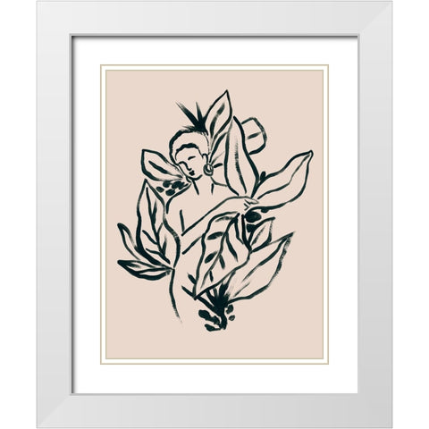 Foliage Figure II White Modern Wood Framed Art Print with Double Matting by Vess, June Erica