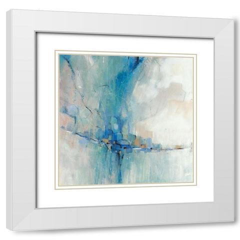 Blue Stone Abstract I White Modern Wood Framed Art Print with Double Matting by OToole, Tim