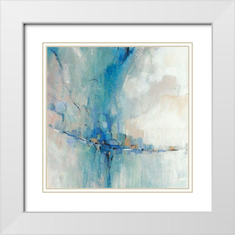 Blue Stone Abstract I White Modern Wood Framed Art Print with Double Matting by OToole, Tim