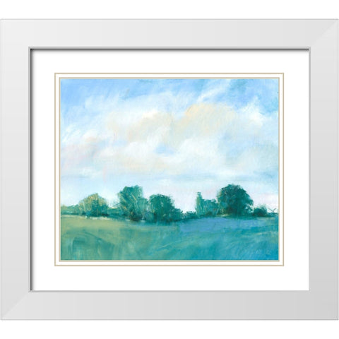 Summer Treeline II White Modern Wood Framed Art Print with Double Matting by OToole, Tim