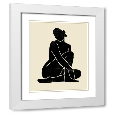 Onyx Figure I White Modern Wood Framed Art Print with Double Matting by Barnes, Victoria