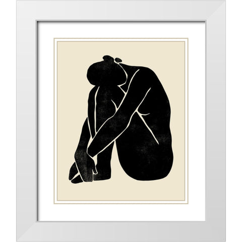 Onyx Figure II White Modern Wood Framed Art Print with Double Matting by Barnes, Victoria