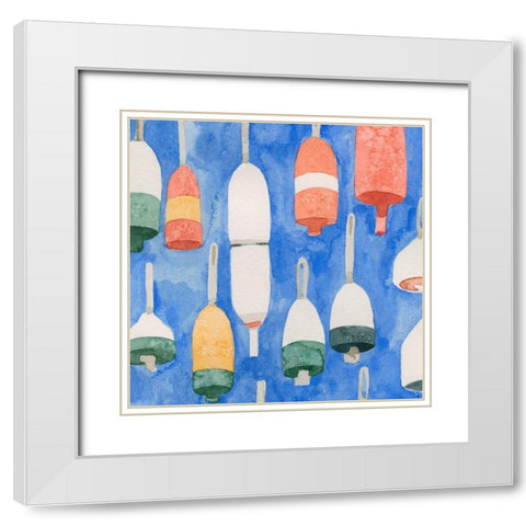 Salty Ocean Buoys II White Modern Wood Framed Art Print with Double Matting by Caroline, Emma