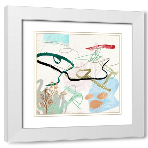 Sunny Bliss V White Modern Wood Framed Art Print with Double Matting by Wang, Melissa