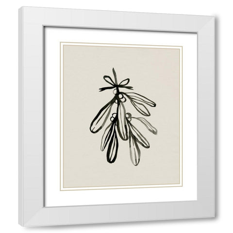 Mistletoe Sketch with Bows I White Modern Wood Framed Art Print with Double Matting by Caroline, Emma