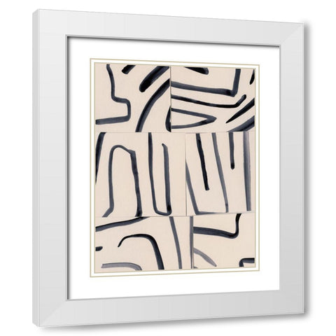 Spliced Lines I White Modern Wood Framed Art Print with Double Matting by Barnes, Victoria