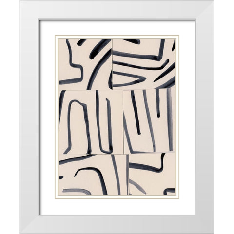 Spliced Lines I White Modern Wood Framed Art Print with Double Matting by Barnes, Victoria