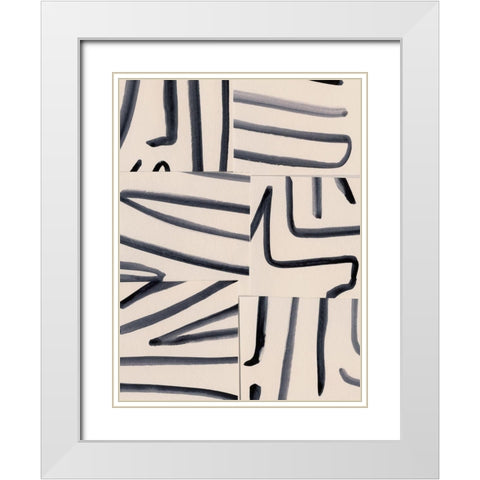 Spliced Lines III White Modern Wood Framed Art Print with Double Matting by Barnes, Victoria