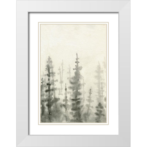 Ink Pine Woods I White Modern Wood Framed Art Print with Double Matting by Caroline, Emma