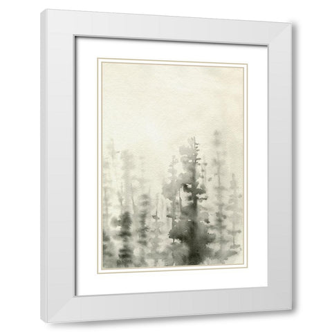 Ink Pine Woods II White Modern Wood Framed Art Print with Double Matting by Caroline, Emma