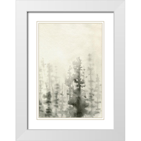 Ink Pine Woods II White Modern Wood Framed Art Print with Double Matting by Caroline, Emma