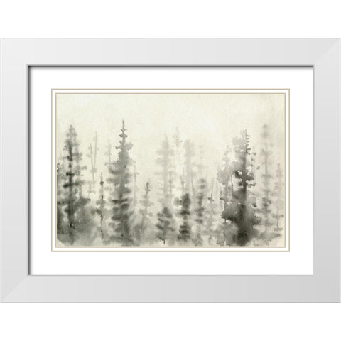 Ink Pine Woods III White Modern Wood Framed Art Print with Double Matting by Caroline, Emma