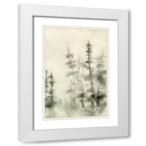 Foggy Pine Forest I White Modern Wood Framed Art Print with Double Matting by Caroline, Emma