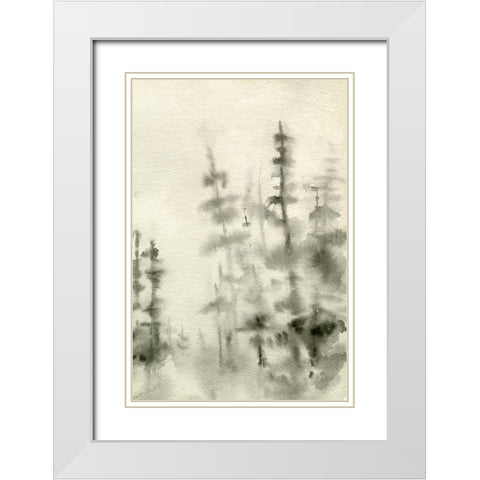Foggy Pine Forest I White Modern Wood Framed Art Print with Double Matting by Caroline, Emma