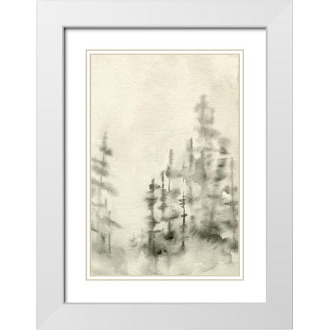Foggy Pine Forest II White Modern Wood Framed Art Print with Double Matting by Caroline, Emma