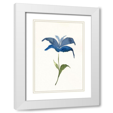 Floweret I White Modern Wood Framed Art Print with Double Matting by Moore, Regina