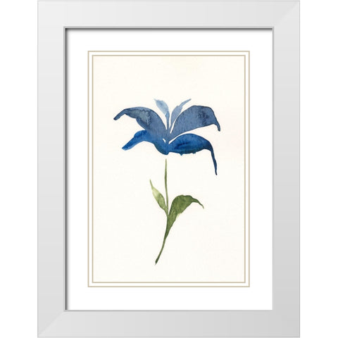 Floweret I White Modern Wood Framed Art Print with Double Matting by Moore, Regina