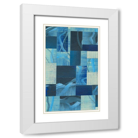 Denim Blocks I White Modern Wood Framed Art Print with Double Matting by Moore, Regina