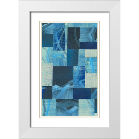 Denim Blocks I White Modern Wood Framed Art Print with Double Matting by Moore, Regina