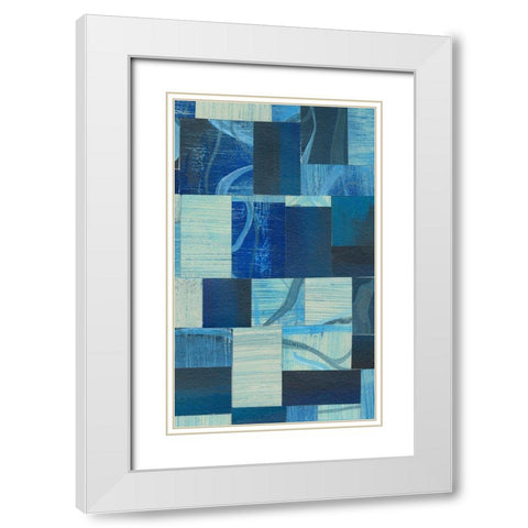 Denim Blocks II White Modern Wood Framed Art Print with Double Matting by Moore, Regina
