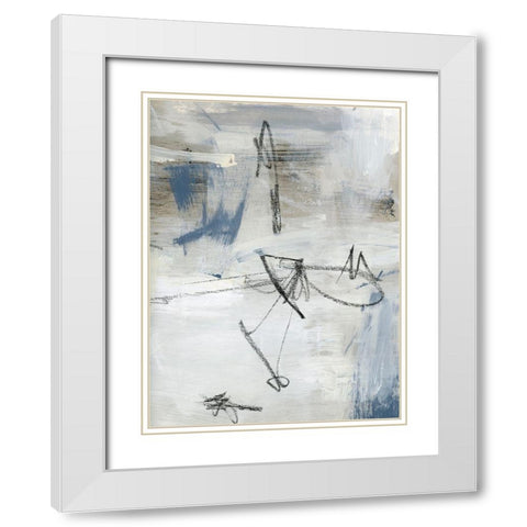 Abstract Map Lines II White Modern Wood Framed Art Print with Double Matting by Parker, Jennifer Paxton