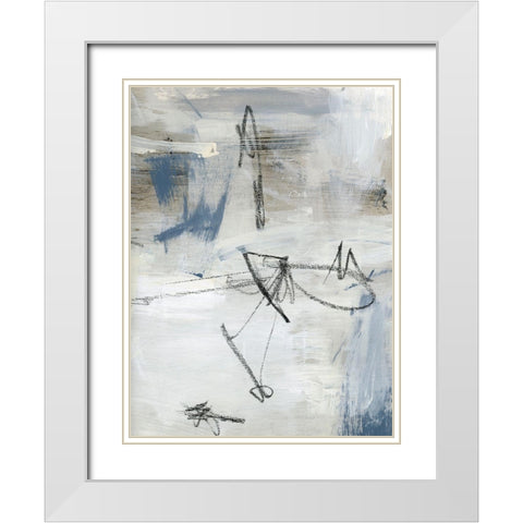 Abstract Map Lines II White Modern Wood Framed Art Print with Double Matting by Parker, Jennifer Paxton