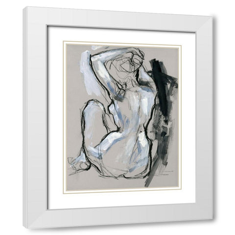 Onyx Gestures I White Modern Wood Framed Art Print with Double Matting by Parker, Jennifer Paxton