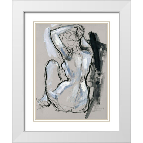 Onyx Gestures I White Modern Wood Framed Art Print with Double Matting by Parker, Jennifer Paxton