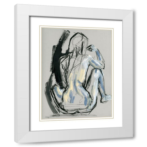 Onyx Gestures II White Modern Wood Framed Art Print with Double Matting by Parker, Jennifer Paxton