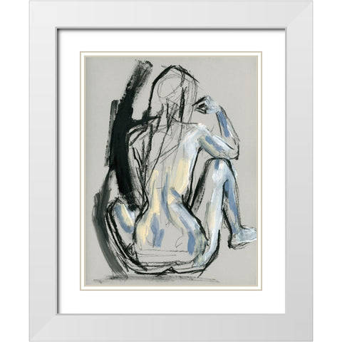 Onyx Gestures II White Modern Wood Framed Art Print with Double Matting by Parker, Jennifer Paxton
