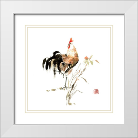 Elegant Squire White Modern Wood Framed Art Print with Double Matting by Rae, Nan