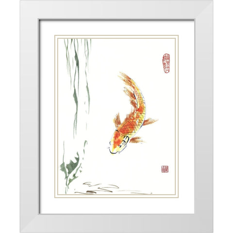 Golden Boy White Modern Wood Framed Art Print with Double Matting by Rae, Nan