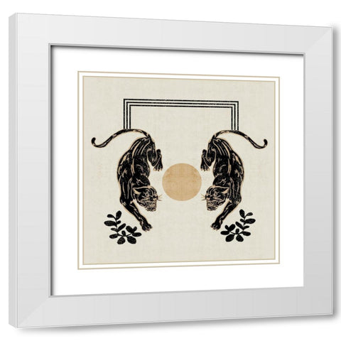 Furious Cats II White Modern Wood Framed Art Print with Double Matting by Wang, Melissa