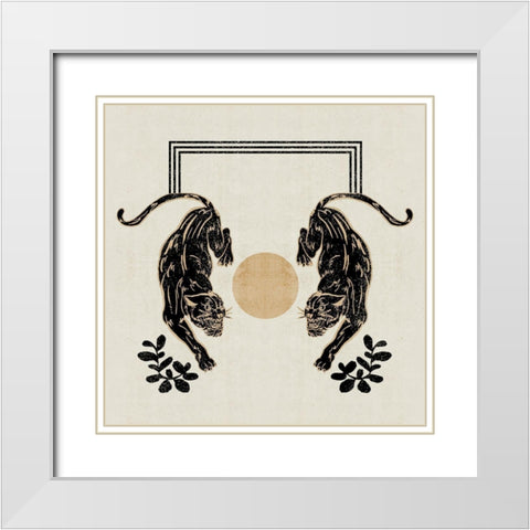 Furious Cats II White Modern Wood Framed Art Print with Double Matting by Wang, Melissa
