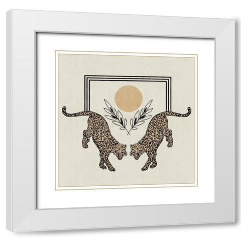 Furious Cats III White Modern Wood Framed Art Print with Double Matting by Wang, Melissa