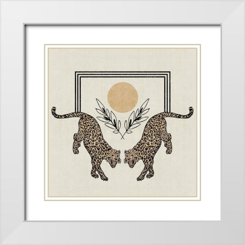 Furious Cats III White Modern Wood Framed Art Print with Double Matting by Wang, Melissa