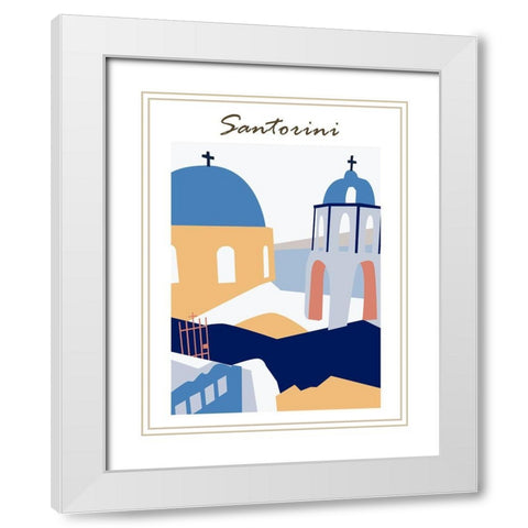 Santorini Greece I White Modern Wood Framed Art Print with Double Matting by Wang, Melissa