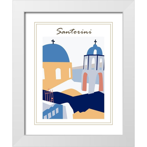 Santorini Greece I White Modern Wood Framed Art Print with Double Matting by Wang, Melissa