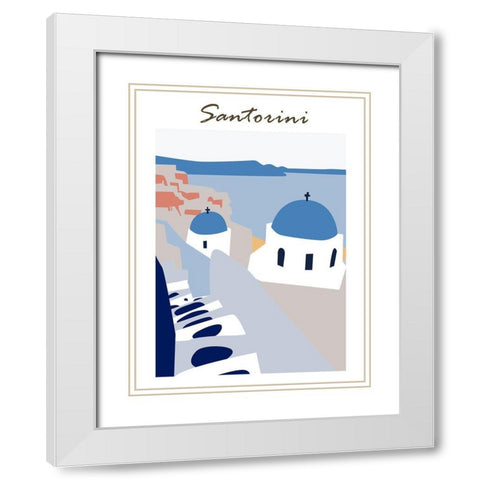 Santorini Greece II White Modern Wood Framed Art Print with Double Matting by Wang, Melissa