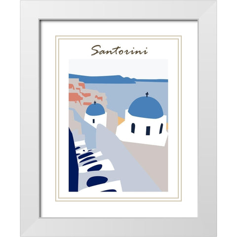 Santorini Greece II White Modern Wood Framed Art Print with Double Matting by Wang, Melissa