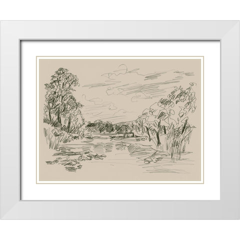 Sepia Scenes III White Modern Wood Framed Art Print with Double Matting by Vess, June Erica