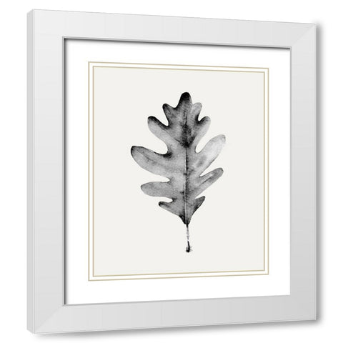 Smoky Oak Leaf I White Modern Wood Framed Art Print with Double Matting by Caroline, Emma