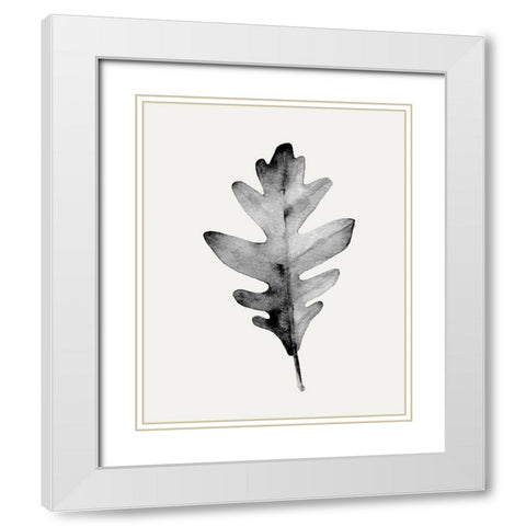 Smoky Oak Leaf II White Modern Wood Framed Art Print with Double Matting by Caroline, Emma