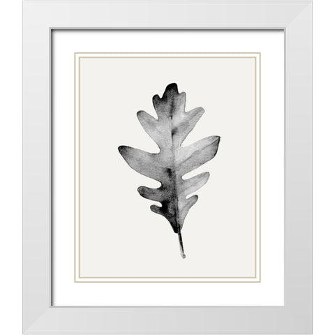 Smoky Oak Leaf II White Modern Wood Framed Art Print with Double Matting by Caroline, Emma